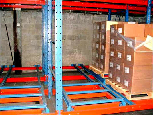 3-Deep Push Back Pallet Rack in a Warehouse Environment