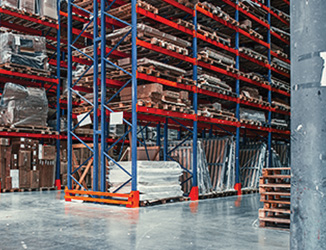 Warehouse with Pallets on racks